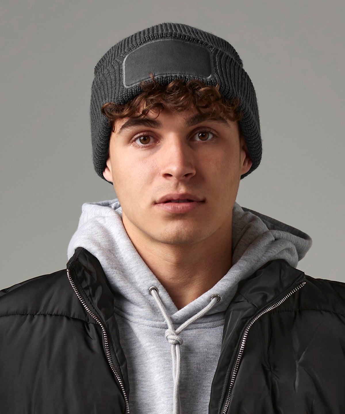 Personalised Rectangle Patch Beanie with Logo