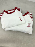 Floral Initial Personalised Candy Cane Pyjamas