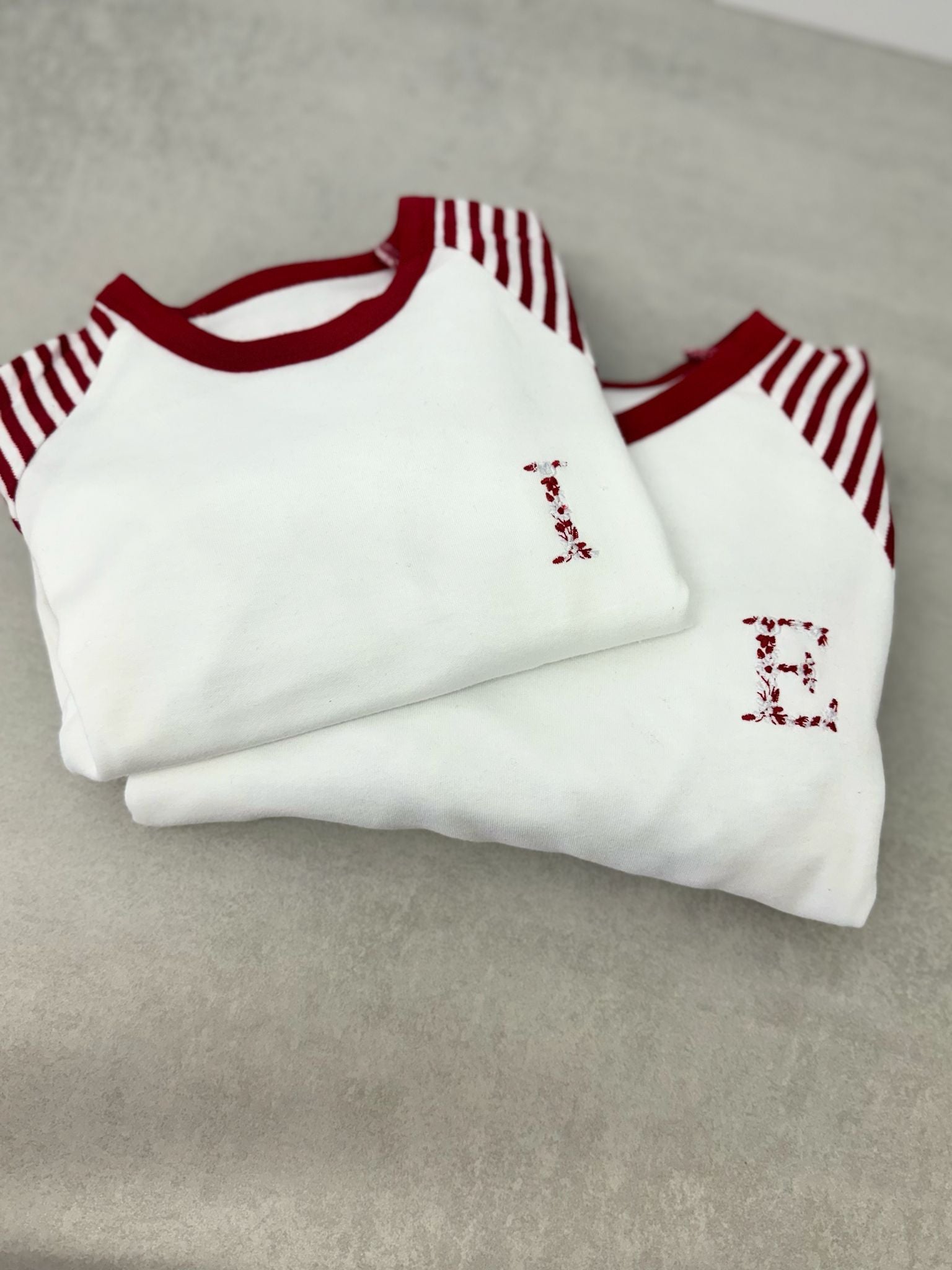 Floral Initial Personalised Candy Cane Pyjamas